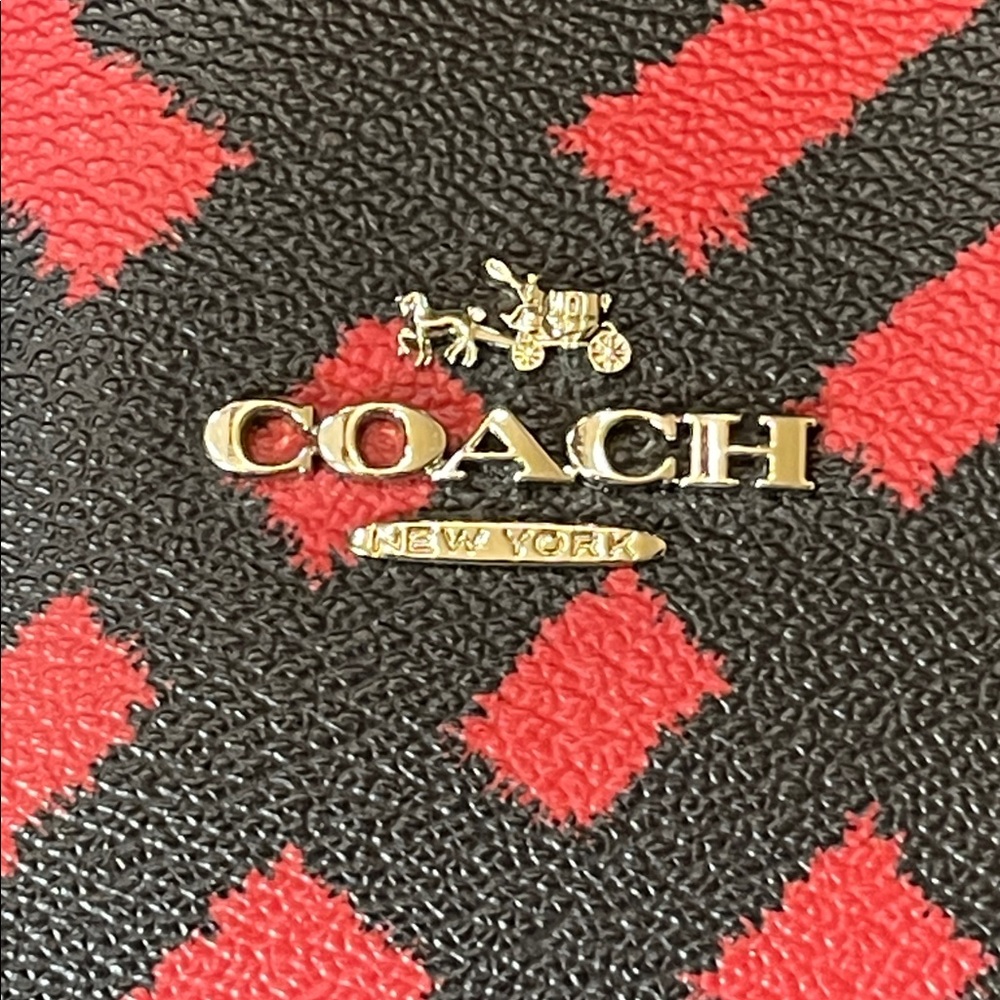 Coach City Tote in Red & Black Buffalo Plaid Canvas - Picture 3 of 16